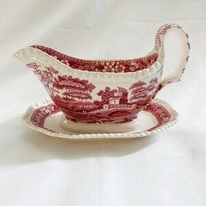 Copeland Spode Tower Vintage Gravy Boat with Attached Saucer